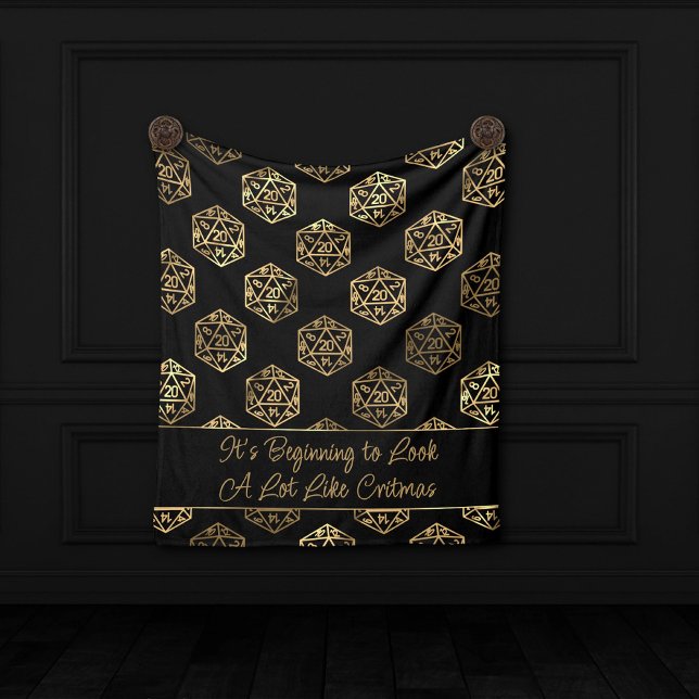 RPG Critmas | Gold Fantasy Tabletop Gamer Dice Fleecedecke (Von Creator hochgeladen)