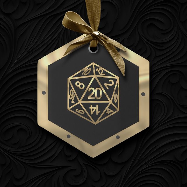 RPG Critmas | Gold Fantasy Tabletop Gamer Dice Ornament Aus Glas (Von Creator hochgeladen)