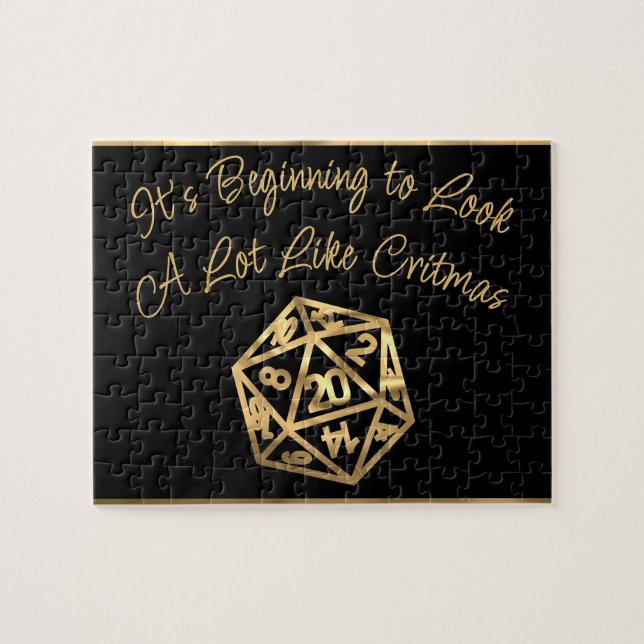 RPG Critmas | Gold Fantasy Tabletop Gamer Dice Puzzle (Horizontal)