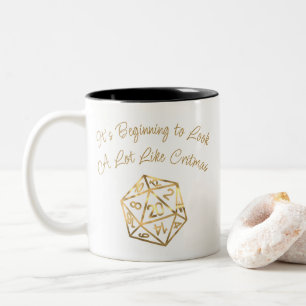 RPG Critmas   Gold Fantasy Tabletop Gamer Dice Zweifarbige Tasse
