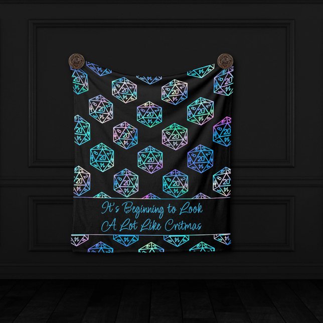 RPG Critmas | Holo Fantasy Tabletop Gamer Dice Fleecedecke (Von Creator hochgeladen)
