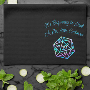 RPG Critmas   Holo Fantasy Tabletop Gamer Dice Geschirrtuch