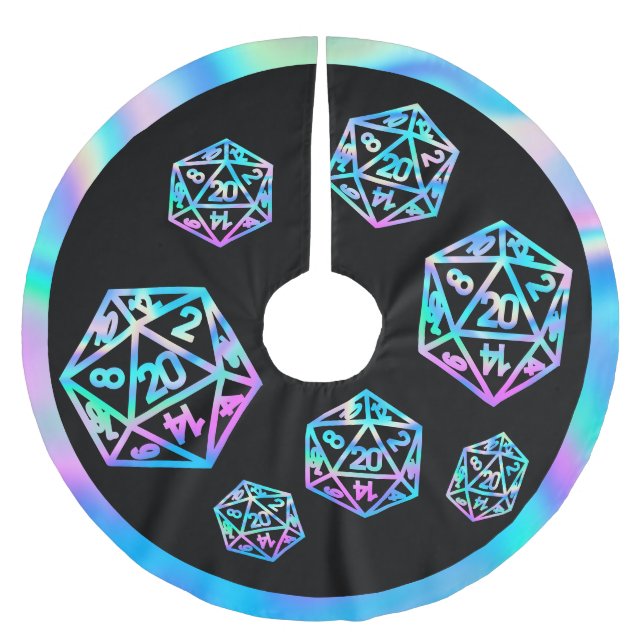 RPG Critmas | Holo Fantasy Tabletop Gamer Dice Polyester Weihnachtsbaumdecke (Vorderseite)