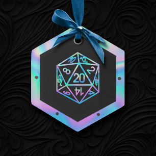 RPG Critmas   Holo Fantasy Tabletop PnP Gamer Dice Ornament Aus Glas
