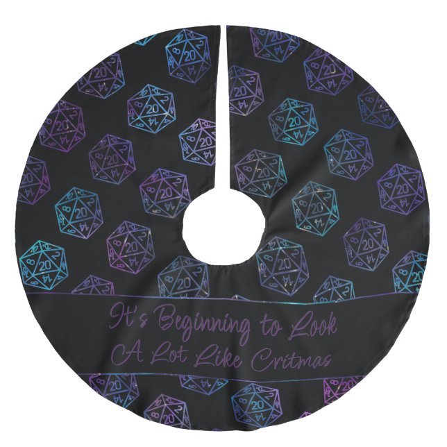RPG Critmas | Nebula Tabletop PnP Roleplayer Dice Polyester Weihnachtsbaumdecke (Vorderseite)