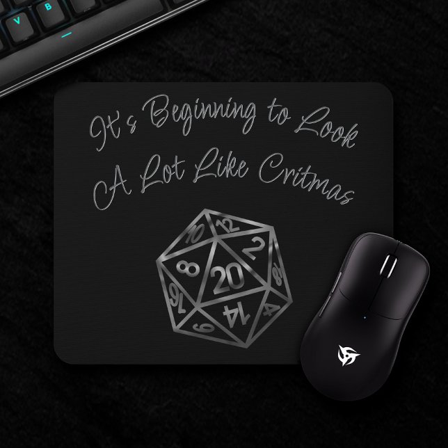 RPG Critmas | Silver Fantasy Tabletop Gamer Dice Mousepad (Von Creator hochgeladen)