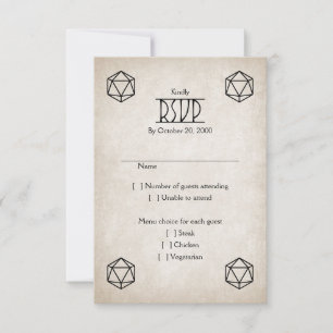 RPG D20 Gamer Wedding RSVP Karte