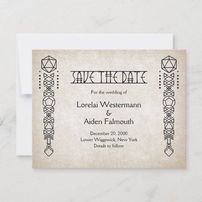 RPG D20 Gamer Wedding Save The Date (Vorderseite)