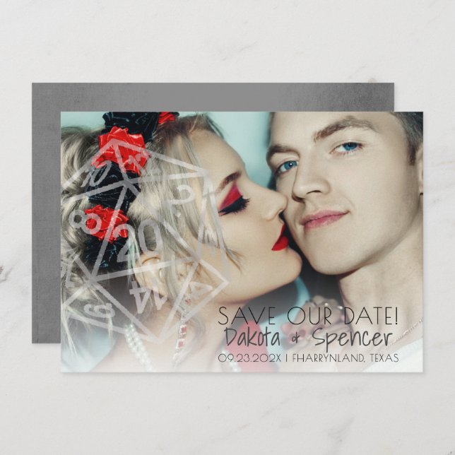 RPG Dice | Classic Fantasy Tabletop Gamer Foto Save The Date (Vorne/Hinten)