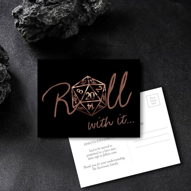 RPG Dice | Datum der Änderung des Kupfer-Tabletop- Postkarte (Von Creator hochgeladen)