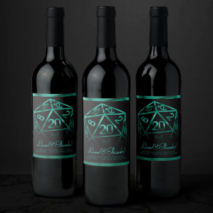 RPG Dice   Emerald Fantasy Tabletop Gamer Custom Weinetikett