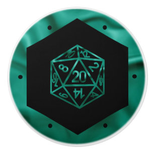 RPG Dice Emerald Fantasy Tabletop Retro Gamer Keramikknauf