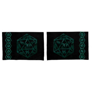 RPG Dice Emerald Fantasy Tabletop Retro Gamer Kissenbezug