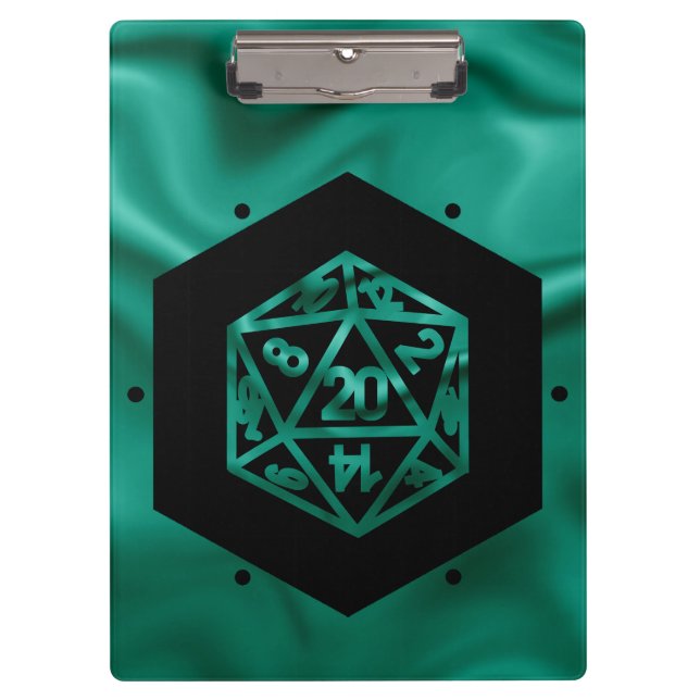 RPG Dice | Emerald Fantasy Tabletop Retro Gamer Klemmbrett (Vorderseite)