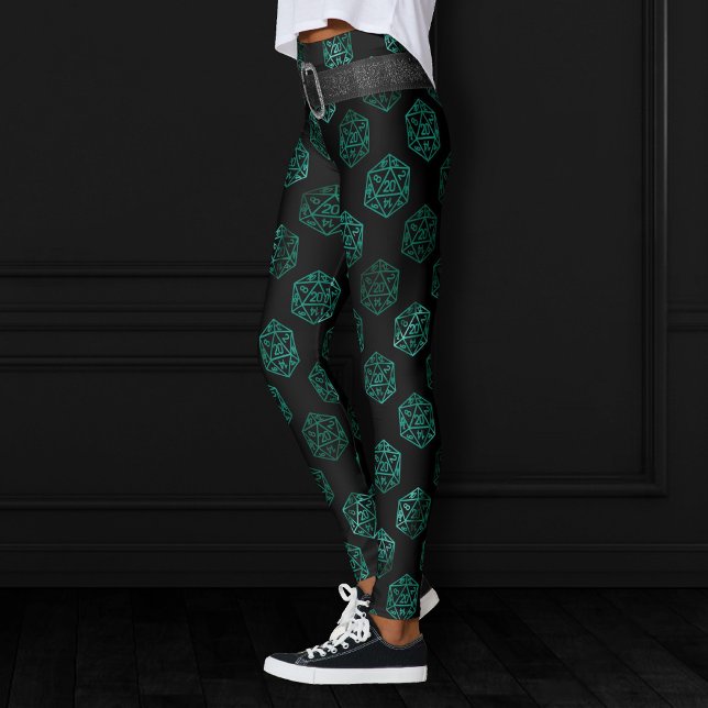 RPG Dice | Emerald Fantasy Tabletop Retro Gamer Leggings (Von Creator hochgeladen)
