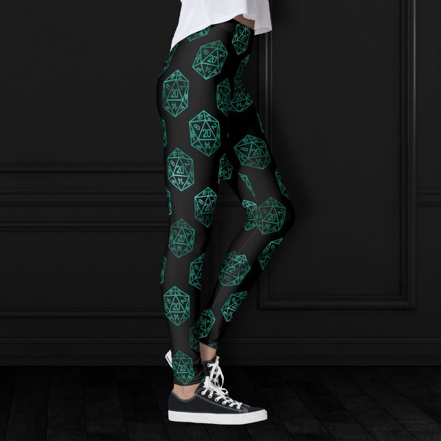RPG Dice | Emerald Fantasy Tabletop Retro Gamer Leggings (Von Creator hochgeladen)