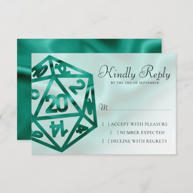 RPG Dice | Emerald Fantasy Tabletop Retro Gamer RSVP Karte (Vorne/Hinten)