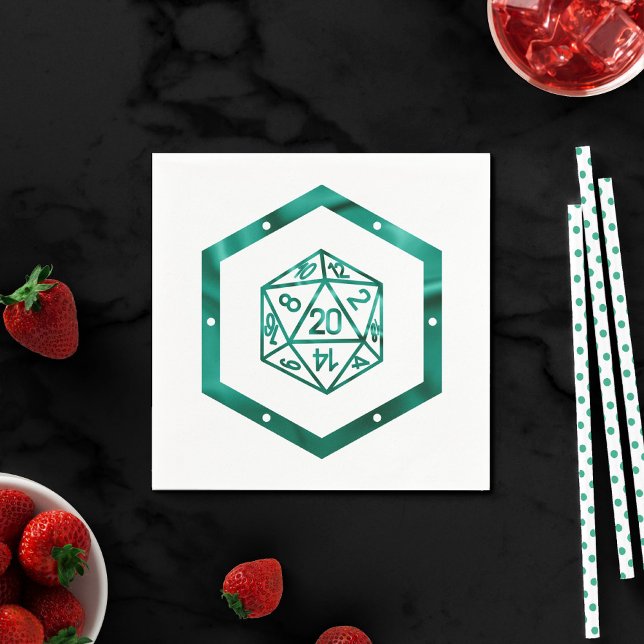 RPG Dice | Emerald Fantasy Tabletop Retro Gamer Serviette (Von Creator hochgeladen)