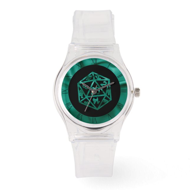 RPG Dice | Emerald Green Fantasy Tabletop Gamer Armbanduhr (Vorderseite)
