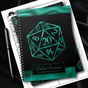 RPG Dice   Emerald Tabletop PnP Gamer-Charakter Notizblock