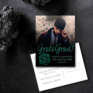 RPG Dice Emerald Tabletop Retro Gamer Abschluss Ankündigungspostkarte