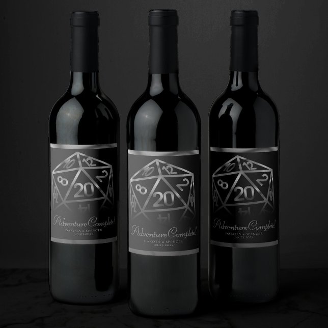 RPG Dice | Fantasy Retro Tabletop Gamer Vielen Dan Weinetikett (Von Creator hochgeladen)