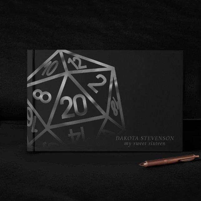 RPG Dice | Fantasy Retro Tabletop PnP Gamer Custom Gästebuch (Von Creator hochgeladen)