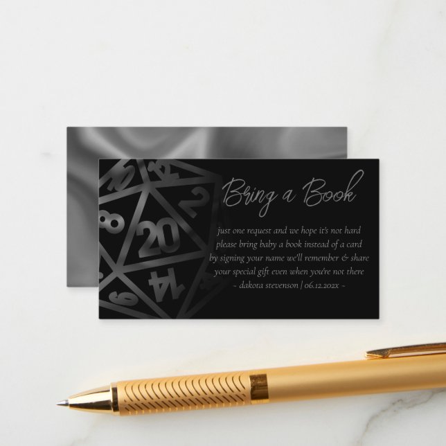 RPG Dice | Fantasy Tabletop Gamer Buy Request Begleitkarte (Vorderseite/Rückseite Beispiel)