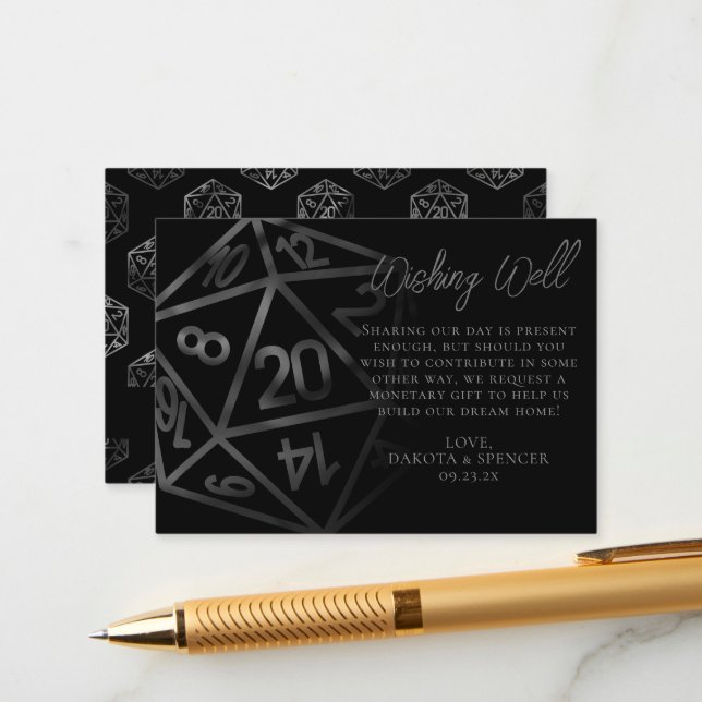 RPG Dice | Fantasy Tabletop PnP Gamer wünscht gut Begleitkarte (Vorderseite/Rückseite Beispiel)