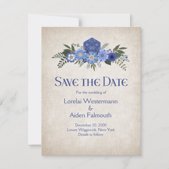 RPG Dice Gamer Wedding Save The Date (Vorderseite)