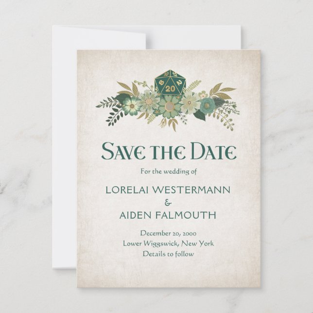 RPG Dice Gamer Wedding Save The Date (Vorderseite)