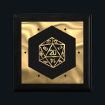 RPG Dice | Gold Fantasy Retro Tabletop PnP Gamer Erinnerungskiste<br><div class="desc">Es ist immer GAME ON so wählen Sie Ihre Waffe und Rolle Initiative... Ein neuartiges GEEK CHIC Gamer Hochzeit/Party Thema perfekt für jeden alten Schultisch RPG Stift/Stift und Papier (PnP) Fantasy-Rollenspieler mit einer 20-seitigen Dundle-Polyhedral Würfel mit einer natürlichen 20 Rolle für den roleplay magischen Zauberer Dragons oder Dungeon Master (DM/GM)...</div>