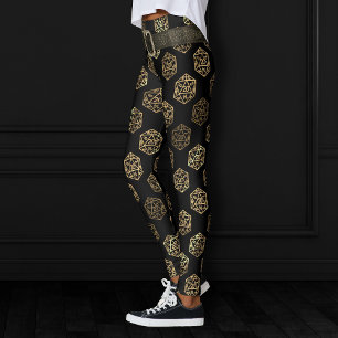 RPG Dice Gold Fantasy Retro Tabletop PnP Gamer Leggings