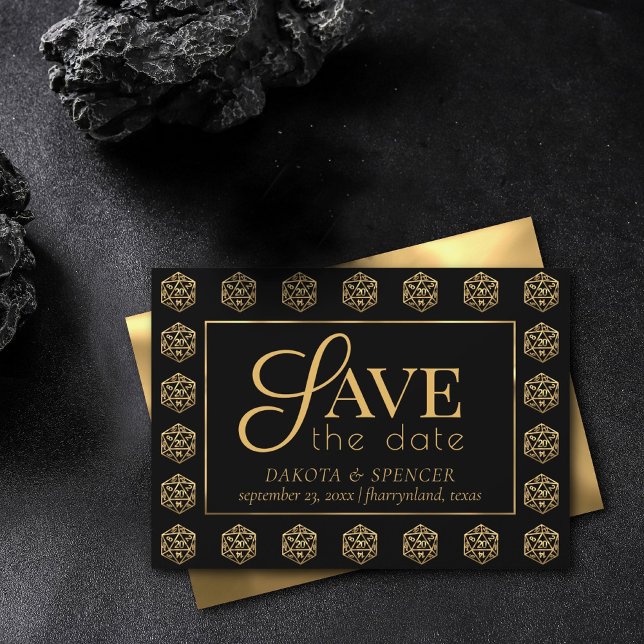 RPG Dice | Gold Fantasy Roleplayer Tabletop Gamer Save The Date (Von Creator hochgeladen)