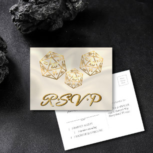 RPG Dice   Gold Fantasy Tabletop Gamer Event UAWG Einladungspostkarte