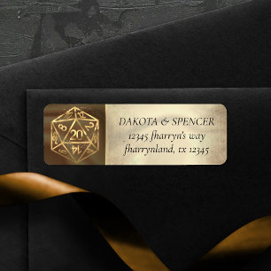 RPG Dice Gold Fantasy Tabletop PnP Gamer Address