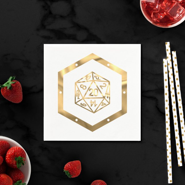 RPG Dice | Gold Old School Tabletop Player Serviette (Von Creator hochgeladen)