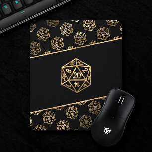 RPG Dice   Gold Old School Tabletop Role Player Mousepad