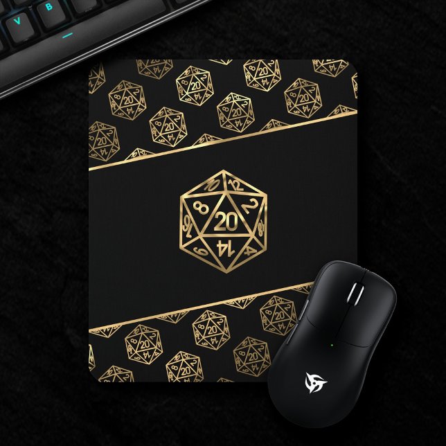 RPG Dice | Gold Old School Tabletop Role Player Mousepad (Von Creator hochgeladen)