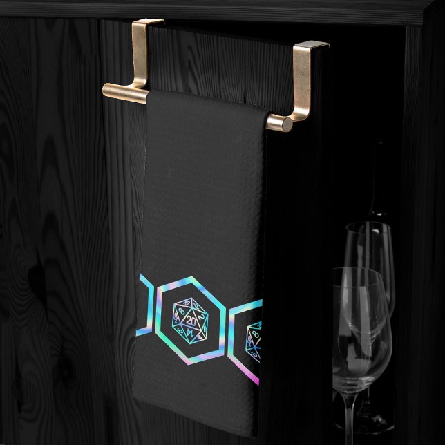 RPG Dice | Holo Fantasy Retro Tabletop PnP Gamer Geschirrtuch (Von Creator hochgeladen)