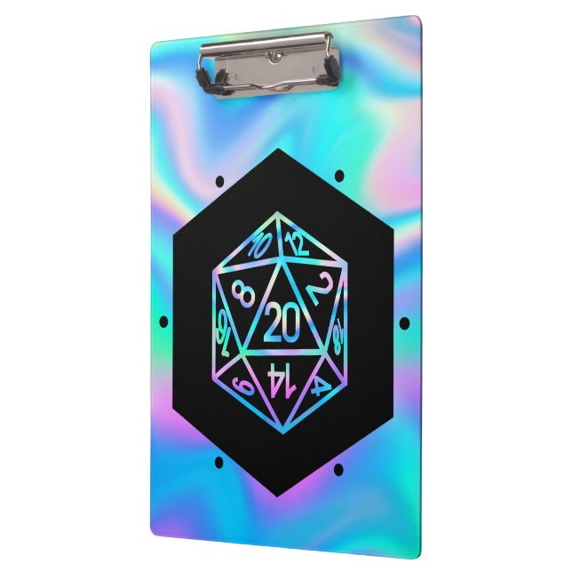 RPG Dice | Holo Fantasy Retro Tabletop PnP Gamer Klemmbrett (Links)