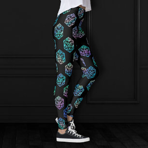 RPG Dice Holo Fantasy Retro Tabletop PnP Gamer Leggings