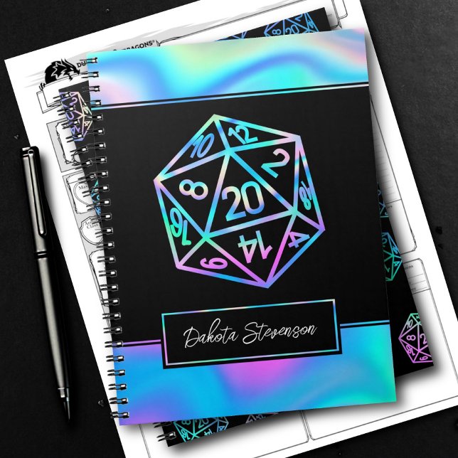 RPG Dice | Holo Fantasy Tabletop Gamer Character Notizblock (Von Creator hochgeladen)