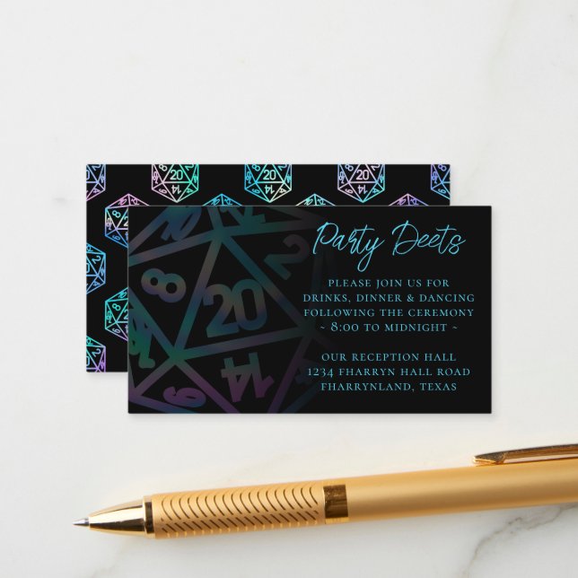 RPG Dice | Holo Tabletop PnP Roleplayer Empfang Begleitkarte (Vorderseite/Rückseite Beispiel)