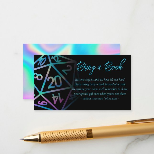 RPG Dice | Holo Tabletop-Rollenspielerbuchanfrage Begleitkarte (Vorderseite/Rückseite Beispiel)