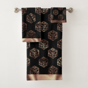 RPG Dice Kupfer Fantasy Retro Tabletop PnP Gamer Badhandtuch Set