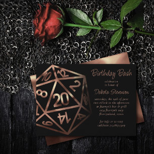 RPG Dice   Kupfer Fantasy Retro Tabletop PnP Gamer Einladung