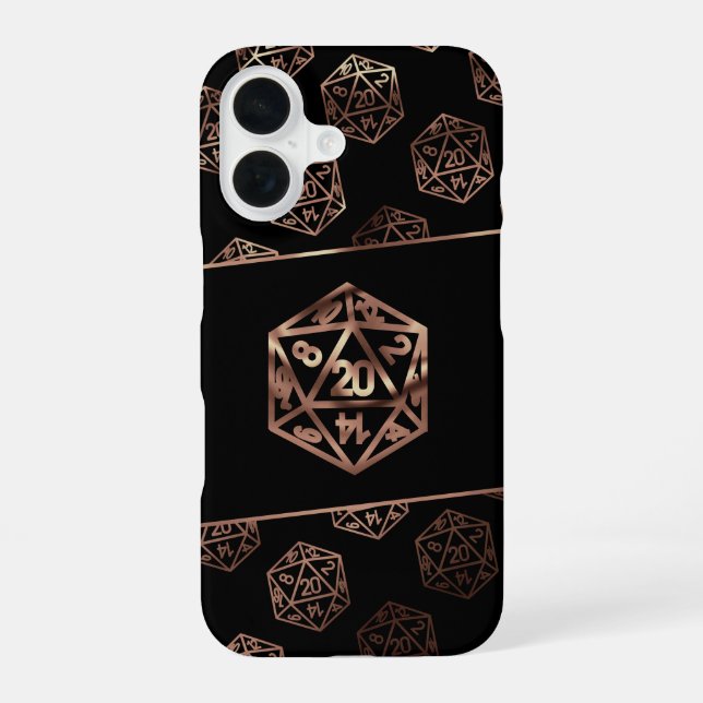 RPG Dice | Kupfer Fantasy Retro Tabletop PnP Gamer iPhone 16 Hülle (Rückseite)