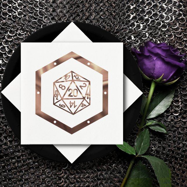 RPG Dice | Kupfer Fantasy Retro Tabletop PnP Gamer Serviette (Von Creator hochgeladen)