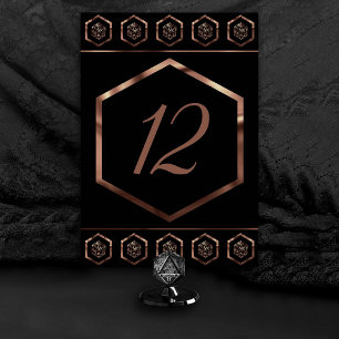 RPG Dice Kupfer Fantasy Retro Tabletop PnP Gamer Tischnummer